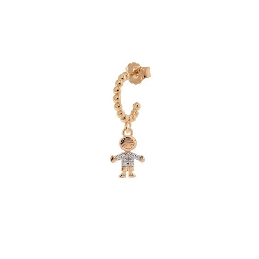 ORECCHINO MONO ARGENTO DORATO BIMBO CON ZIRCONI
