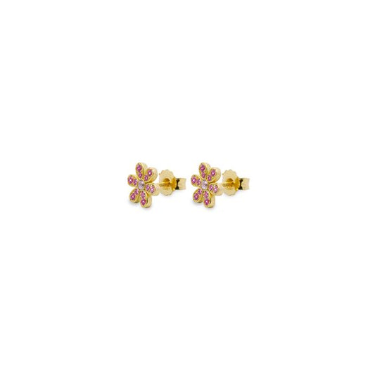 ORECCHINI FIORE ARGENTO DORATO E ZIRCONI