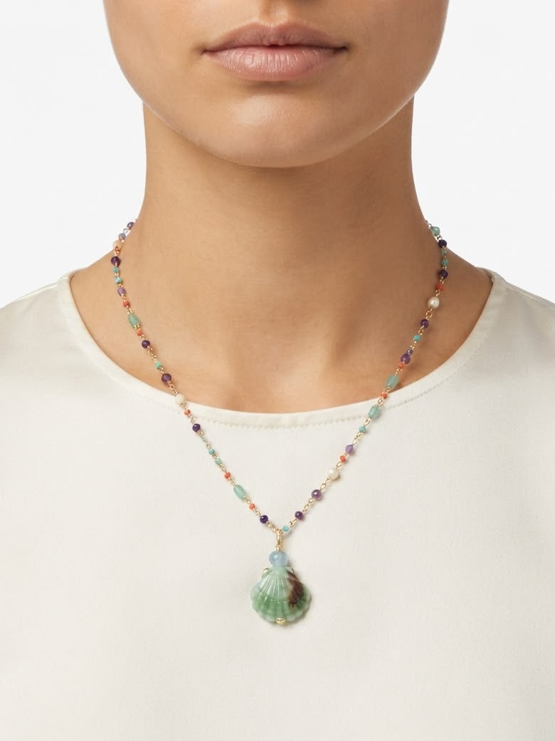 SICYLUI - COLLANA CON CONCHIGLIA VERDE IN CERAMICA