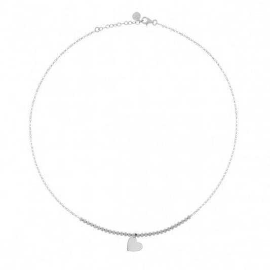 COLLANA GIROCOLLO ARGENTO CON CUORE PENDENTE E SFERE