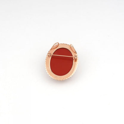 SPILLA CAMEO RAFFAELLO CON ROSA BASE ROSSA