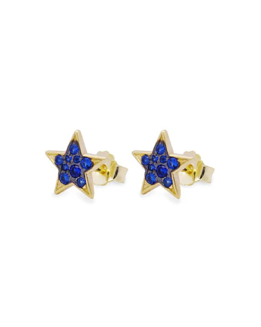 ORECCHINI STELLA ARGENTO DORATO E ZIRCONI BLU